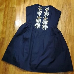 Lilly Pultizer Navy Strapless Seashell Dress Sz 0